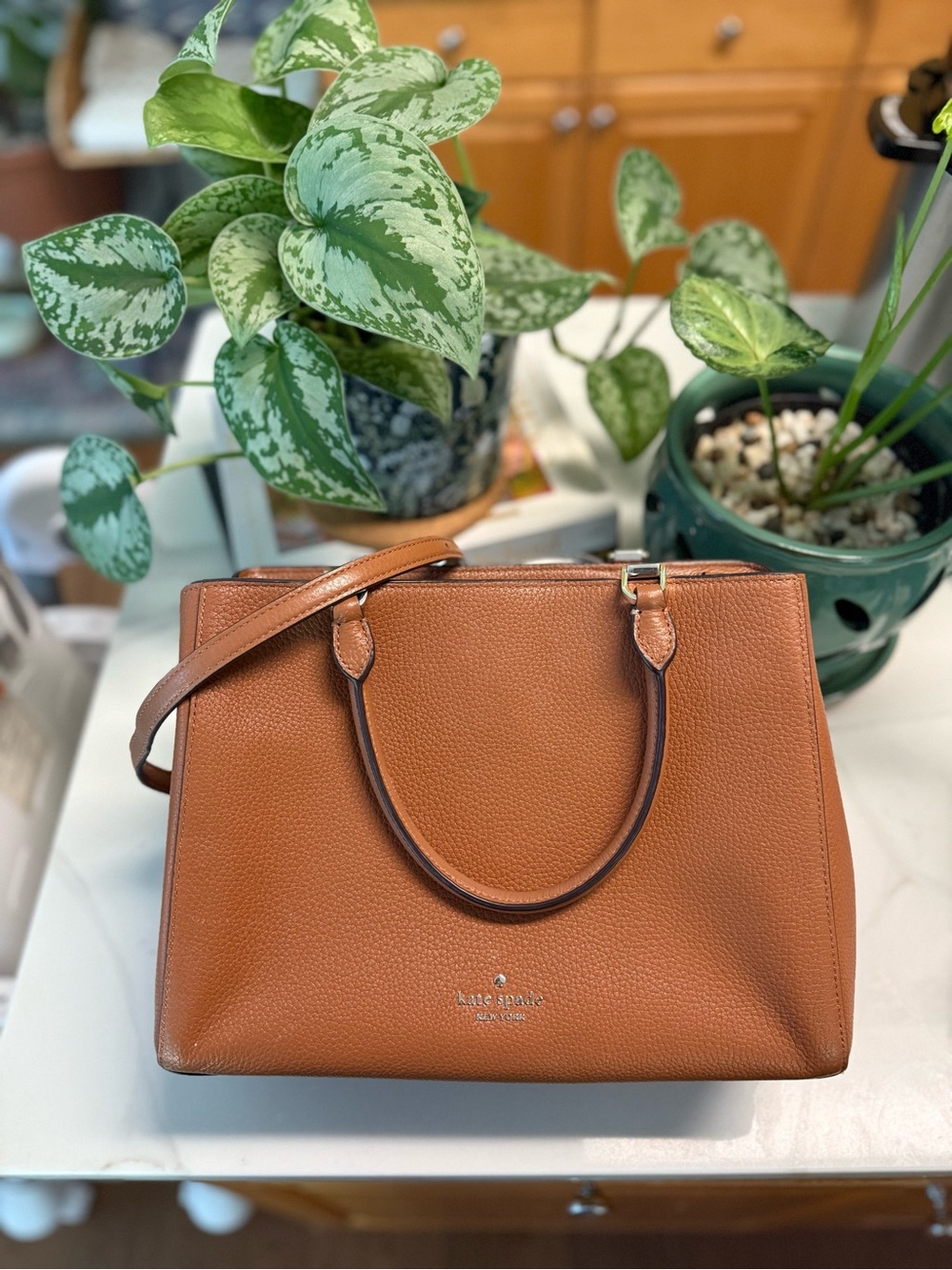 Kate Spade Cognac Pebbled Leather Satchel ♠️